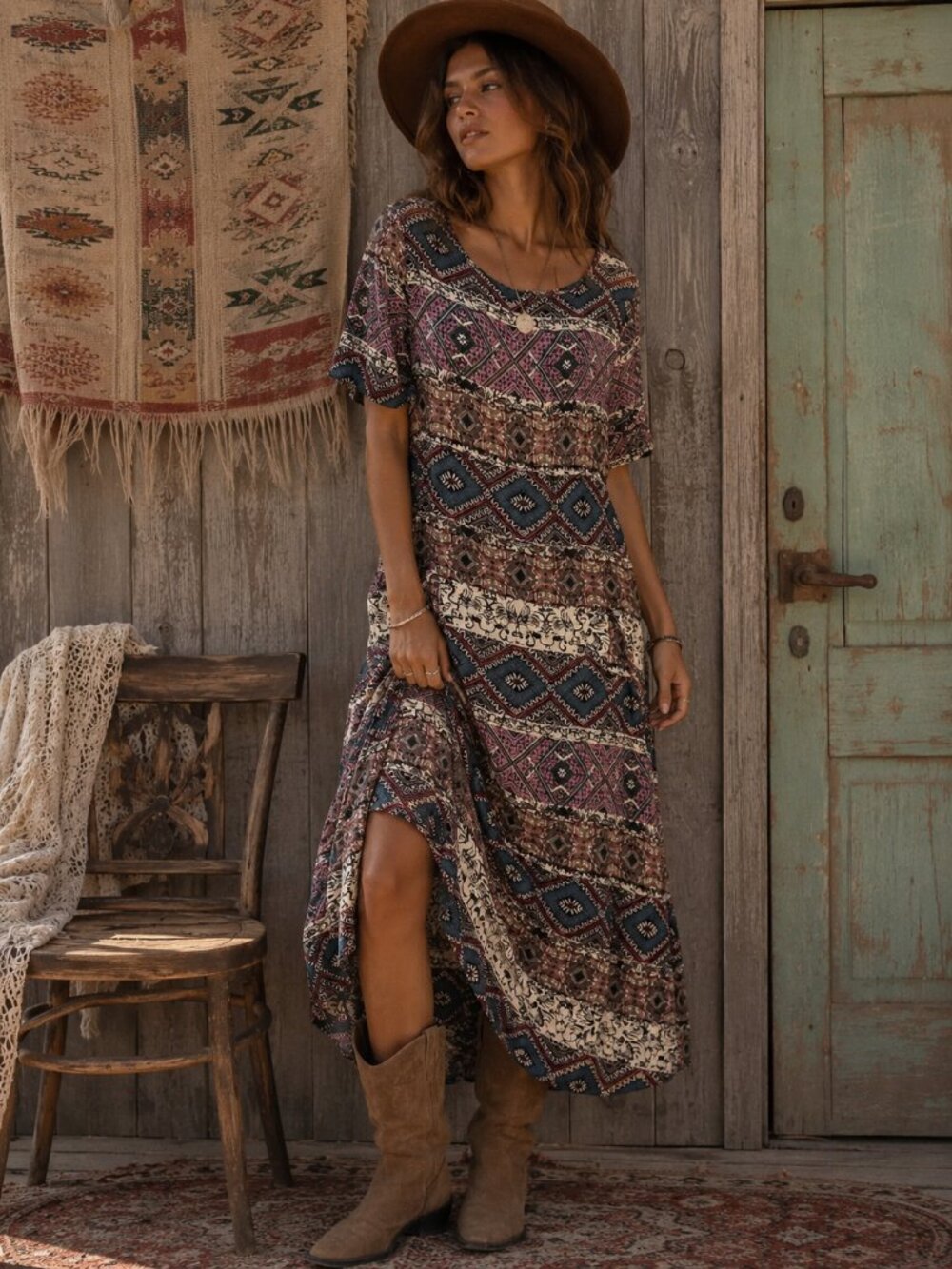 Zanzea Boho Print Maxi Dress